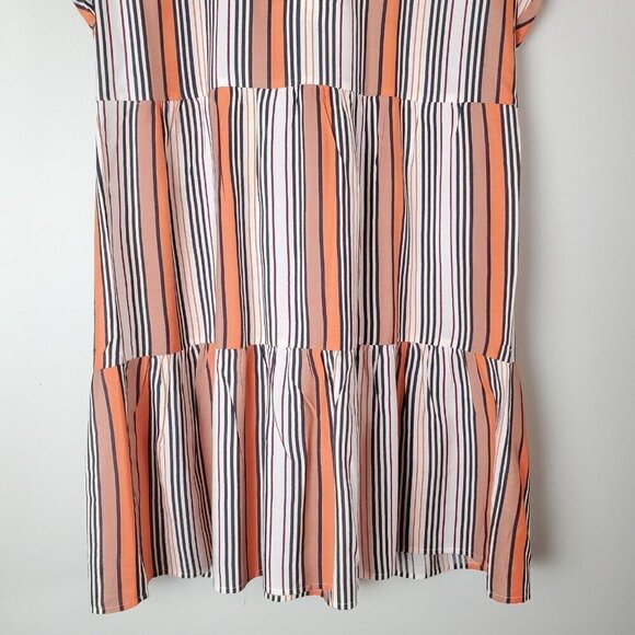 Marie Oliver Dress‎ Womens Small Lachlan Silk Mini Tiered Orange Pink Stripes - Picture 11 of 16